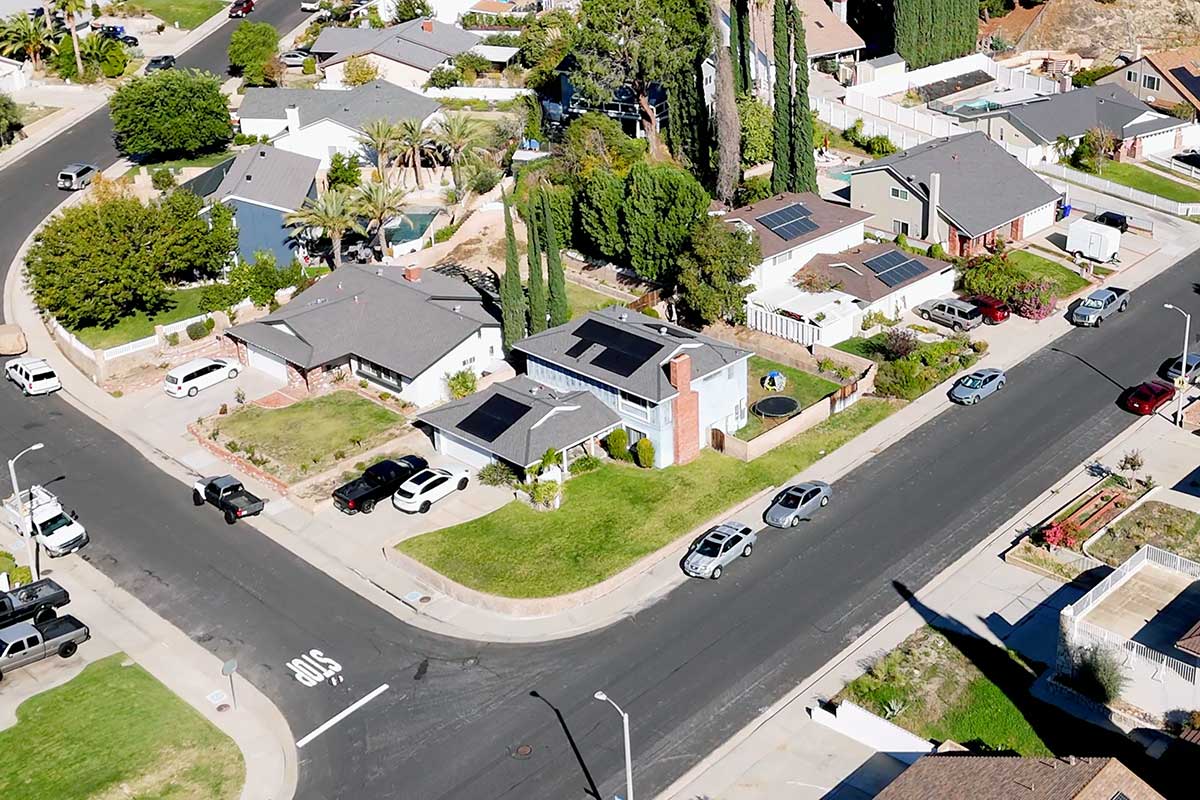 Aerial View of Classic Homes in the Pinetree Neighborhood