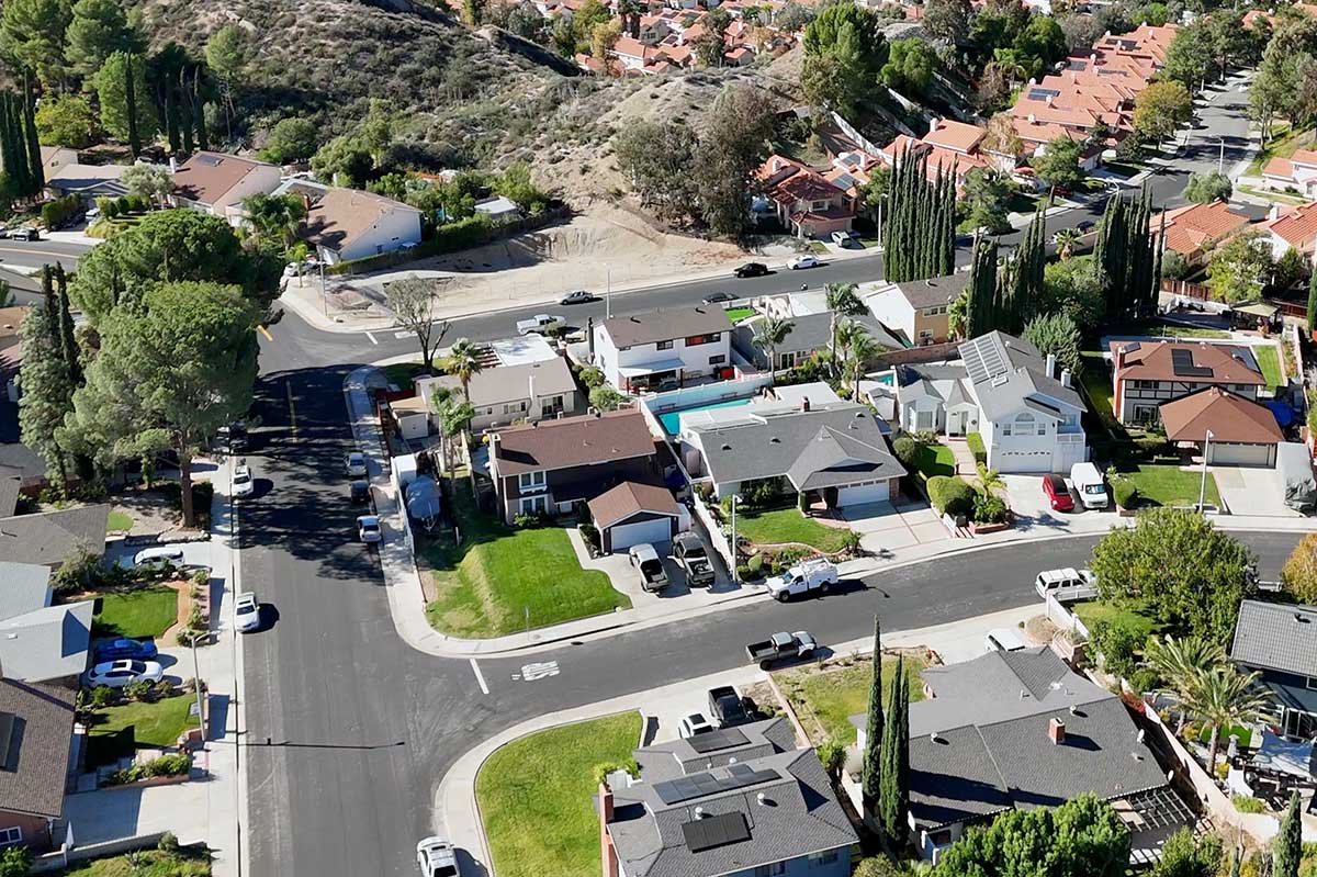 Aerial View of Homes in the Pinetree Neighborhood of Canyon Country