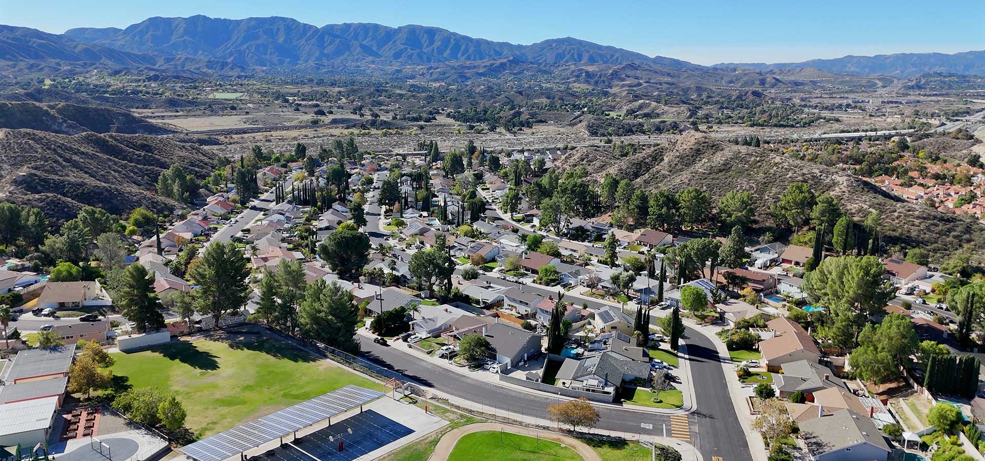 Aerial View of the Pinetree Neighborhood in Canyon Country, CA