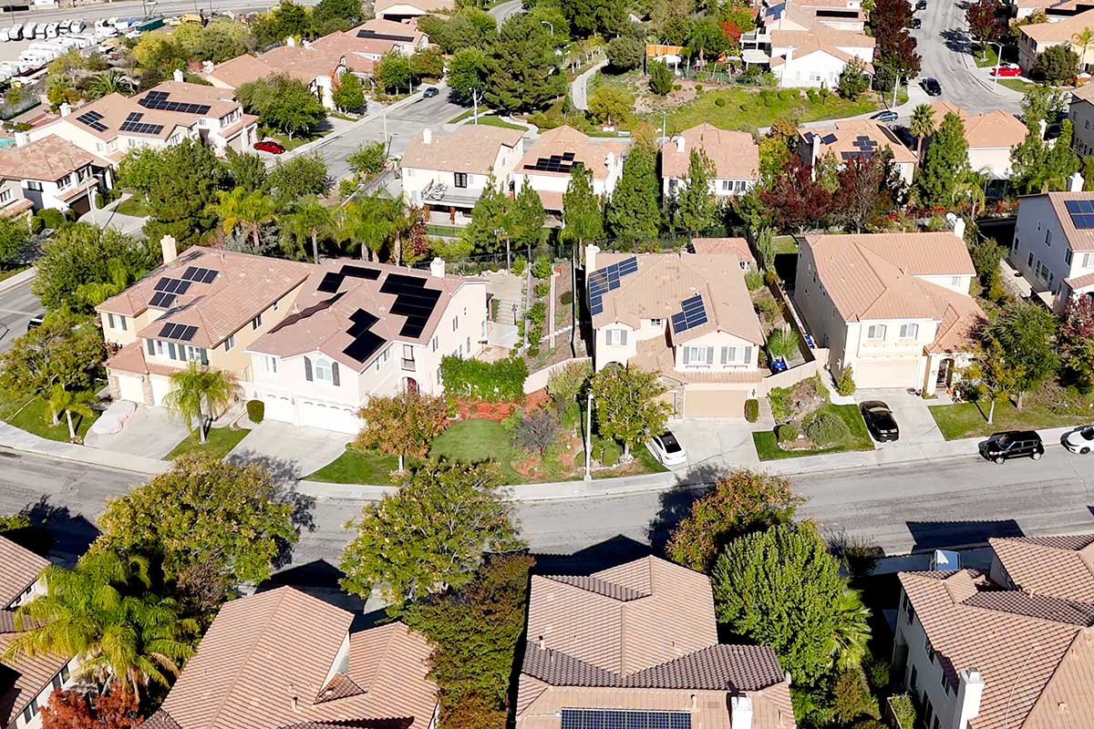 Aerial of Homes in Sunset Heights of Canyon Country CA