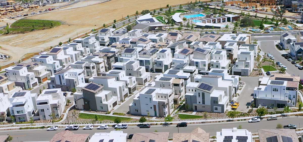 Aerial of Rosemist Collection in Valencia CA