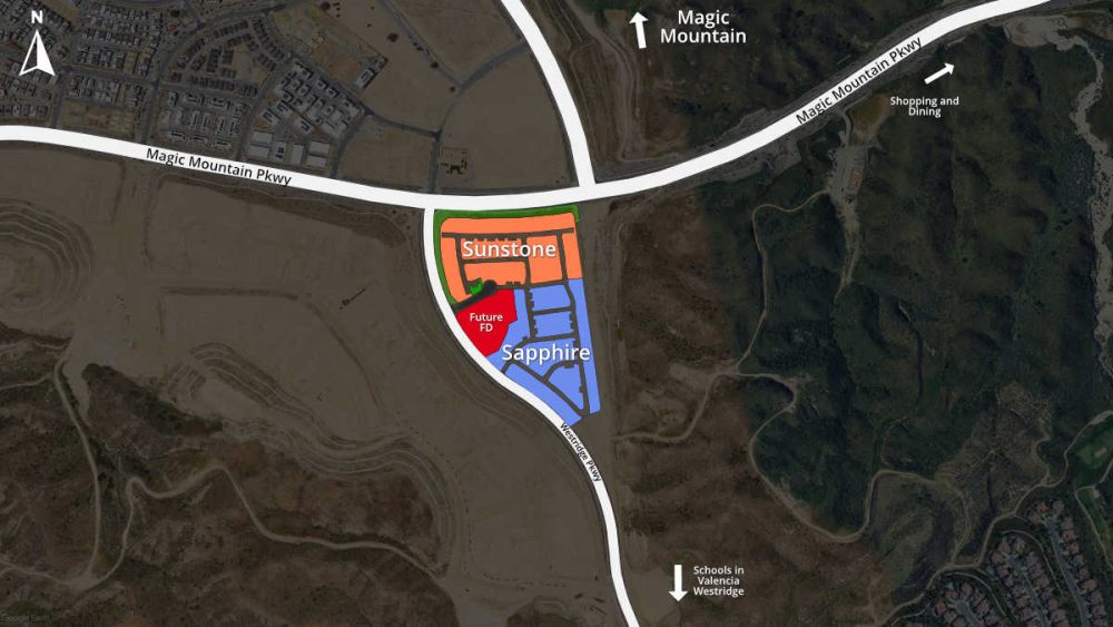 Map of Sunstone and Sapphire Subdivisions in Valencia CA