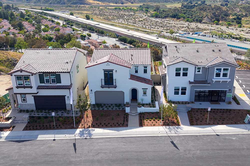 Front of Three Model Homes in Pelona Hills of Santa Clarita