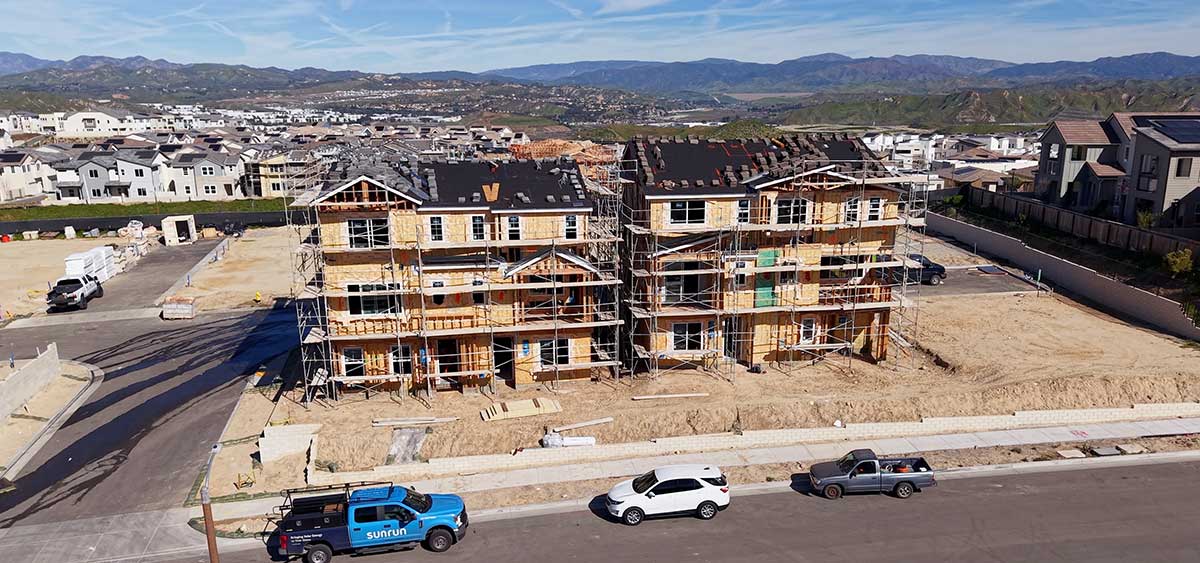 Aerial of Home Construction in the Wren Neighborhood of Valencia CA