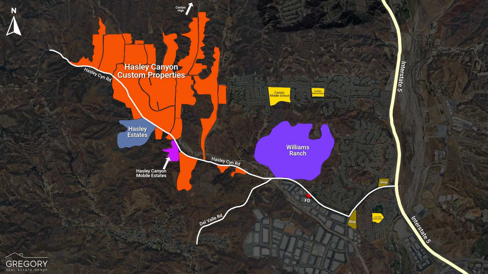 Map of Hasley Canyon in Castaic CA in 2026