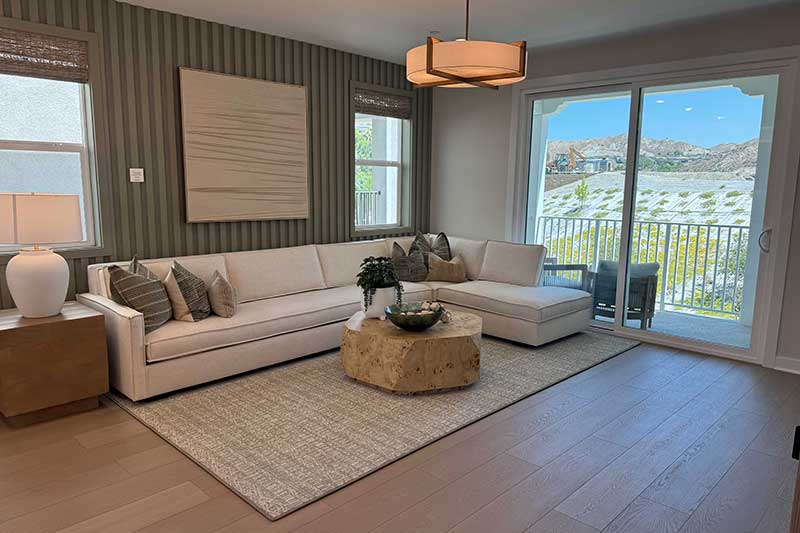 Living Room in a Model Home in Sage at Sand Canyon
