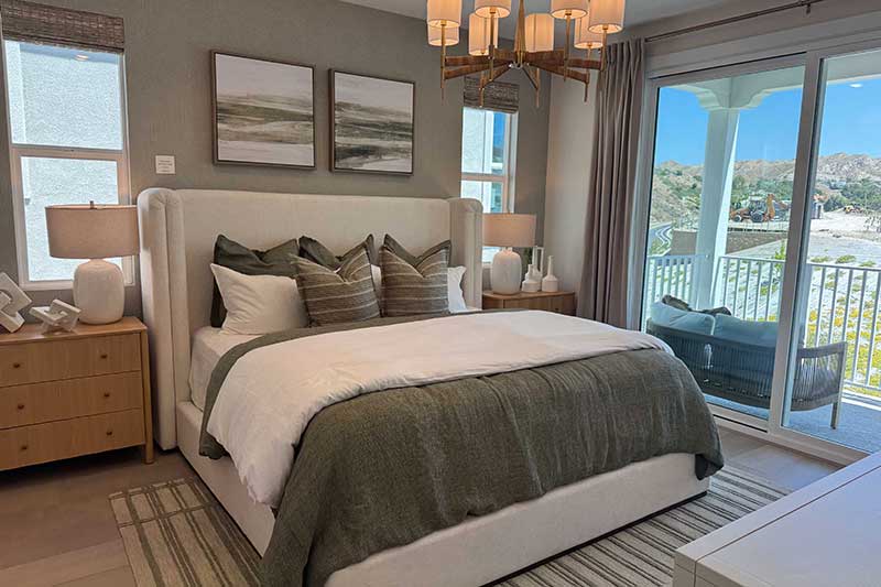 Primary Bedroom in a Model Home in Sage at Sand Canyon