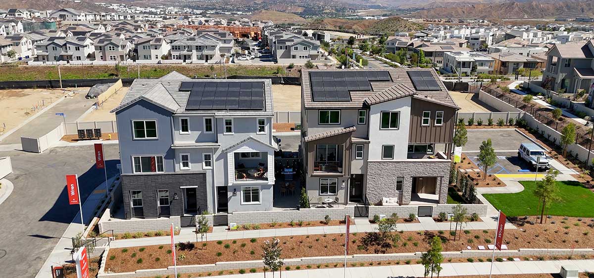 Front Exterior View of the Wren Model Homes in Valencia CA