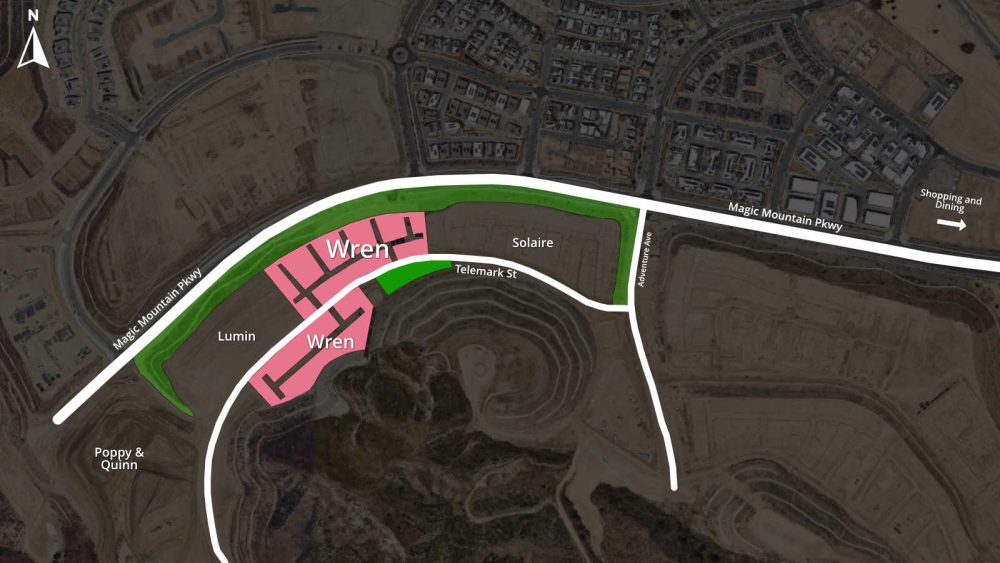 Highlighted Map of the Wren Neighborhood in Valencia FivePoint