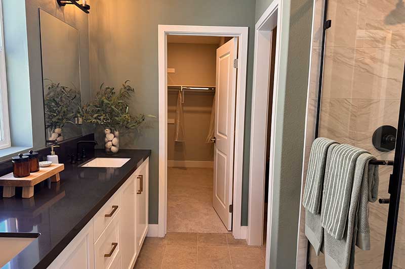 Primary Bathroom in the Wren Paired Model Home Plan 1
