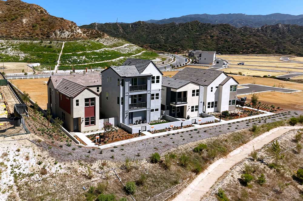 Aerial View of the Model Homes in the Lumin Neighborhood of Valencia CA