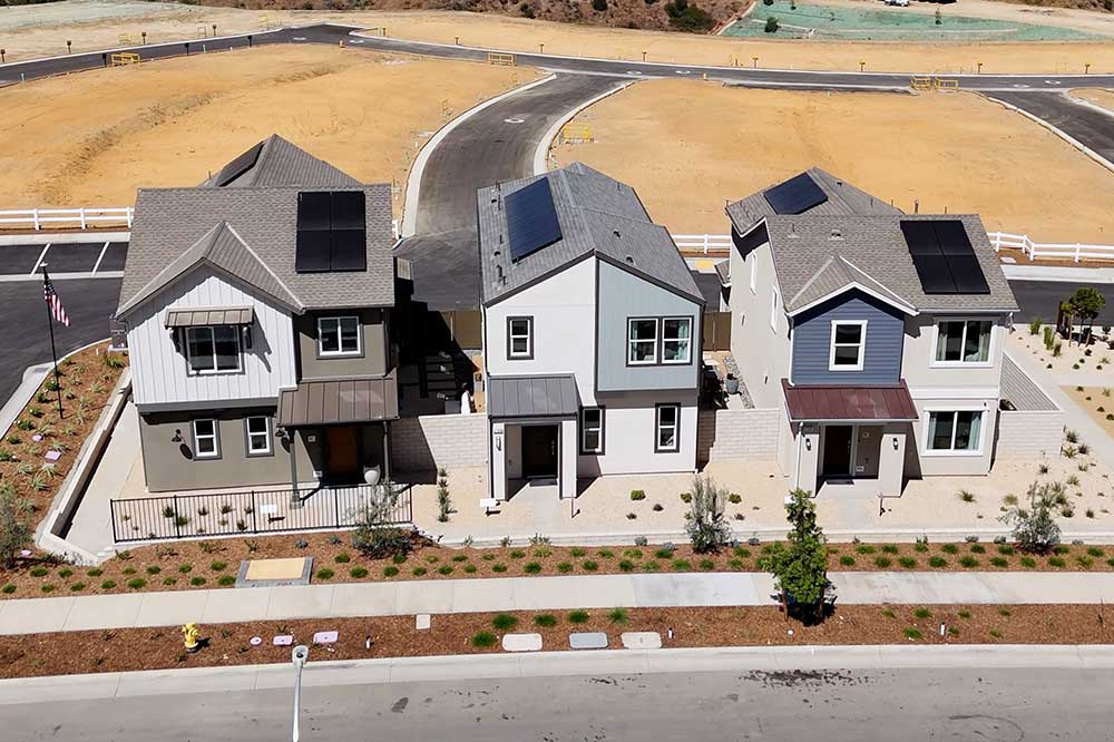 Front Elevation of All 3 Poppy Model Homes in Valencia CA