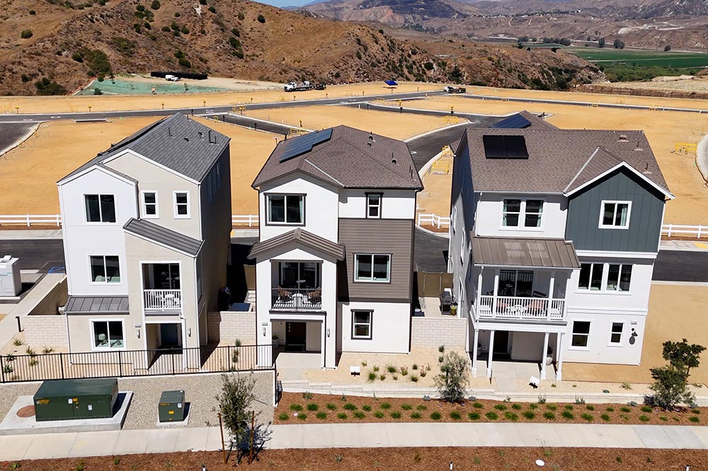 Front Elevation of the 3 Quinn Model Homes in Valencia CA