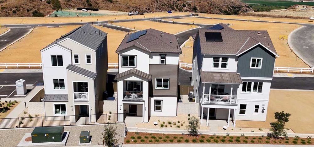 Front Elevation of the Quinn Model Homes in the FivePoint Valencia Community of Santa Clarita