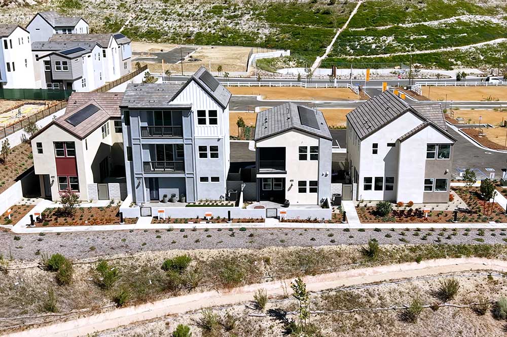 Front of Four Model Homes in the Lumin Neighborhood of Valencia CA