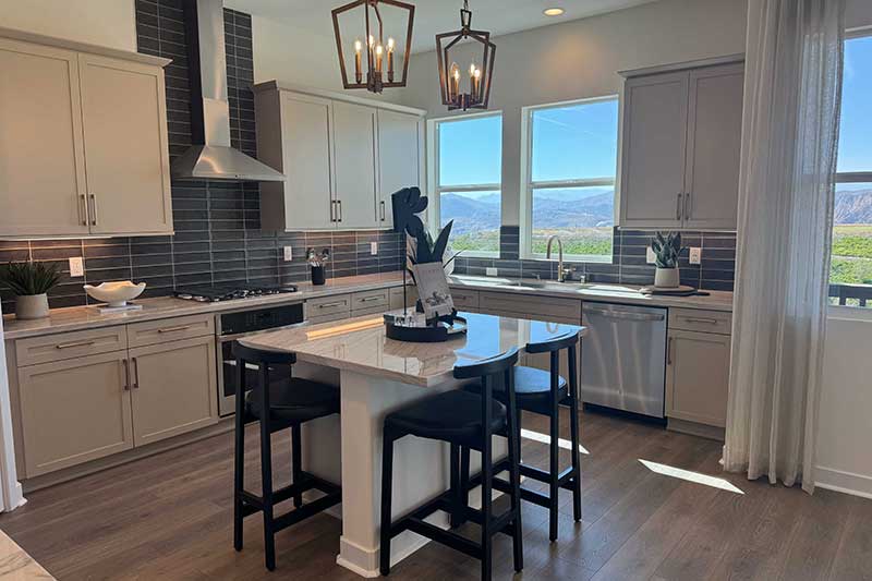 Kitchen with Small Island in a Lumin Model Home in Valencia CA