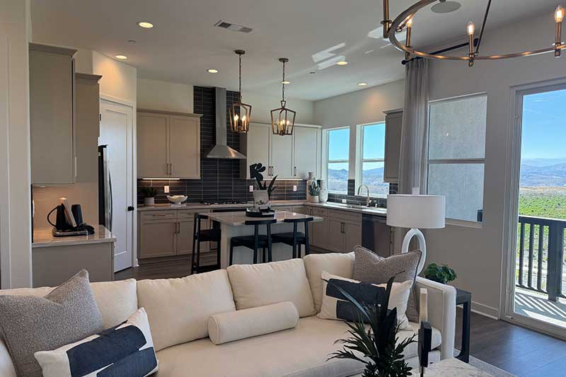 Living Room and Kitchen in a Lumin Model Home in Valencia CA