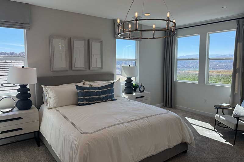 Primary Bedroom in a Lumin Model Home in Valencia CA